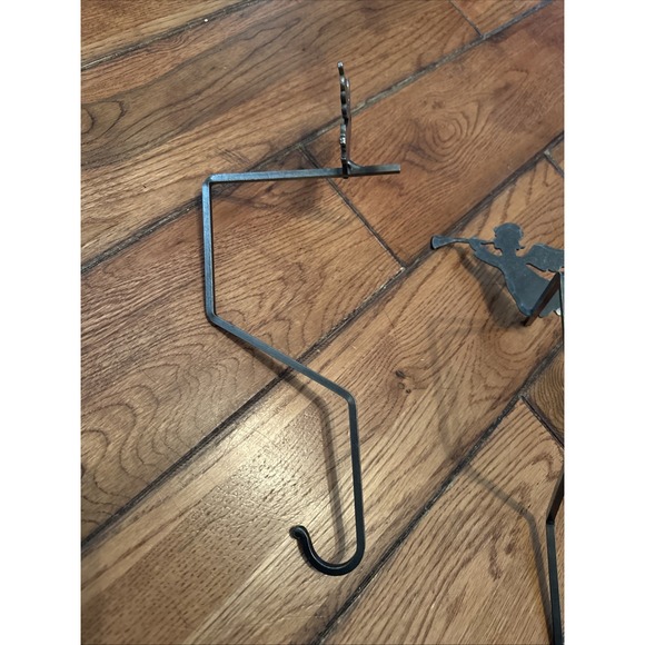 Rod Iron Angel Stocking Holder Garland Hook Black Rod Iron Set Of 2 12" Long - Picture 5 of 6